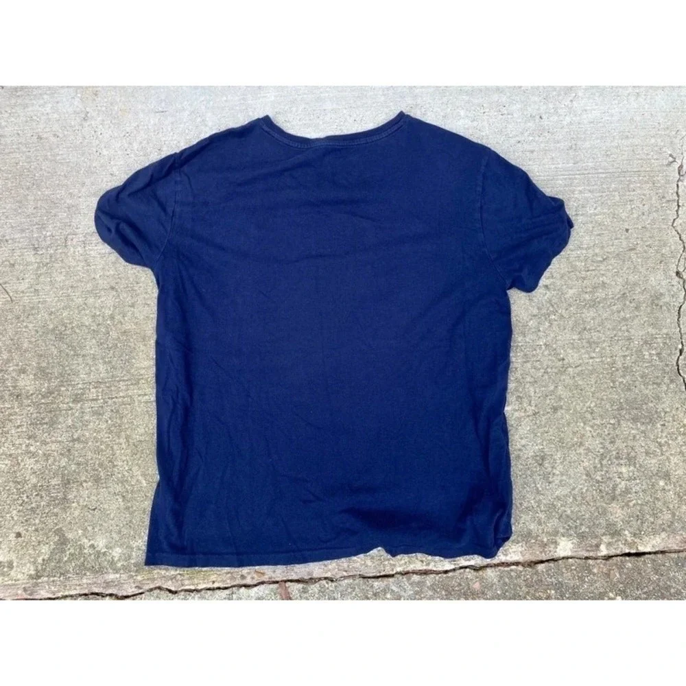 Polo Ralph Lauren T-Shirt Men's L Navy Red Short Sleeve V Neck Pony Cotton Vtg